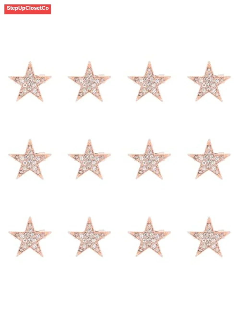 12pcs Star Brooch Pin Alloy Pentagram Rhinestone Badge Metal Brooch for Dress